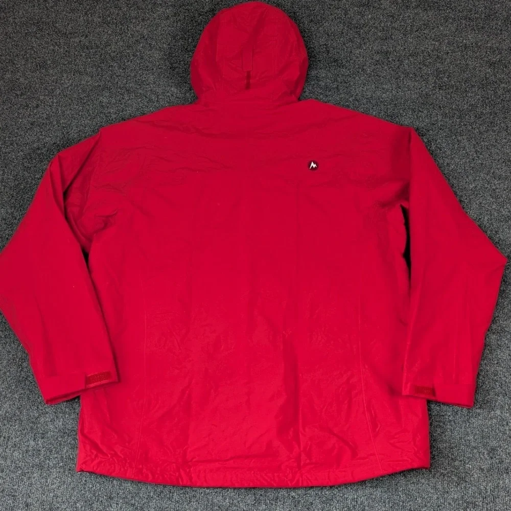 Marmot Mens XL Red Hooded Rain Jacket Full Zip Outdoor Shell Windbreaker